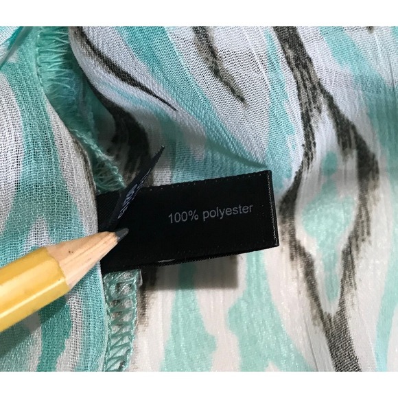 The Limited Shirt Womens Med Green Black Sheer Blouse Quarter Button 3/4 Sleeve - Picture 8 of 10